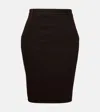 Saint Laurent Cotton Pencil Skirt In Black
