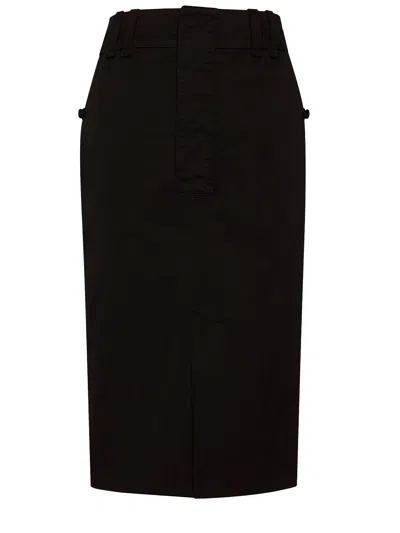 Saint Laurent Gonna A Matita In Cotone In Black