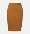 Saint Laurent Cotton Pencil Skirt In Brown