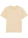 Saint Laurent Cassandre Logo-embroidered Cotton-blend T-shirt In Yellow