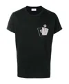 Saint Laurent Cotton Pistol Rose Print T-shirt In Black
