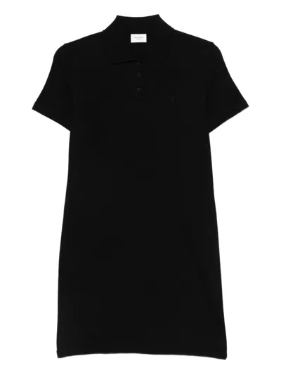 Saint Laurent Polo-collar Mini Dress In Black