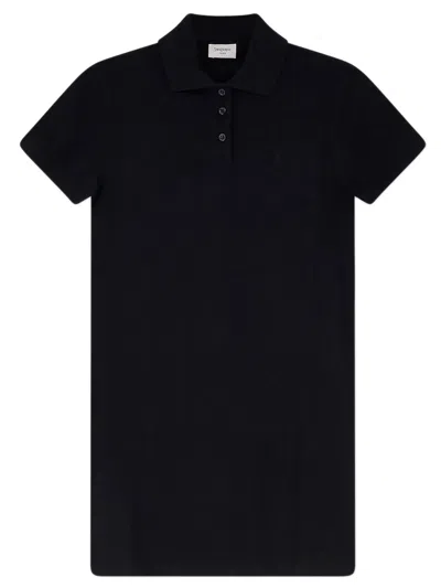 Saint Laurent Cotton Polo Dress In Black