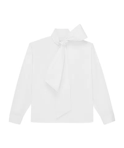 Saint Laurent Cotton Poplin Bow Tie Shirt In White