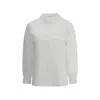 Saint Laurent Lace-trimmed Cotton Poplin Blouse In White