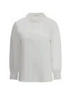 Saint Laurent Lace-trimmed Cotton Poplin Blouse In White
