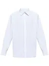 Saint Laurent White Pointed Collar Long Sleeve Shirt In Cotton Man In White