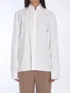 Saint Laurent Cotton Shirt With Buttoned Cuffs And Straight Hem In White