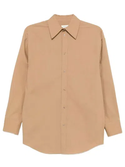 Saint Laurent Cotton Poplin Shirt With Cassandre Embroidery In Orange