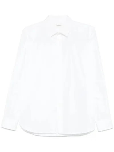 Saint Laurent Cassandre Embroidered Shirt In White