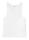 Saint Laurent White Sleeveless Satin-finish Silk Top In White