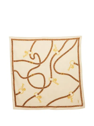 Pre-owned Saint Laurent Cotton Printed Handkerchief In Neutral