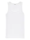 Saint Laurent Cotton Ribbed Tank Top In White