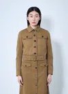 Saint Laurent Dark Beige Cropped Jacket With Belt Women In Brown