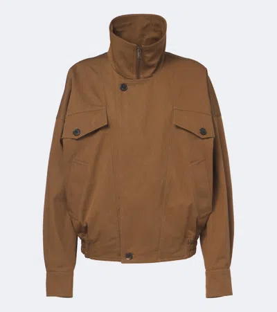 Saint Laurent Cotton Serge Jacket In Brown