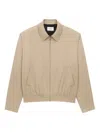 Saint Laurent Pointed-collar Elasticated-hem Bomber Jacket In Neutral