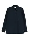 Saint Laurent Long Sleeve Cotton Shirt Featuring Collar In Blue