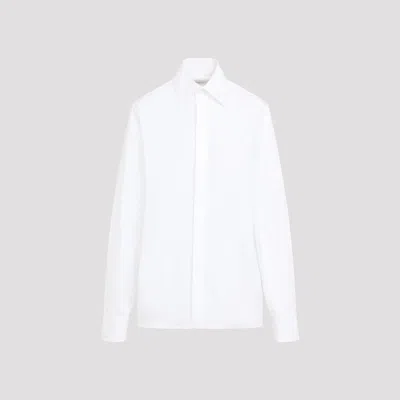 Saint Laurent Cassandre Embroidered Shirt In White