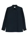 Saint Laurent Long Sleeve Cotton Shirt Featuring Collar In Blue