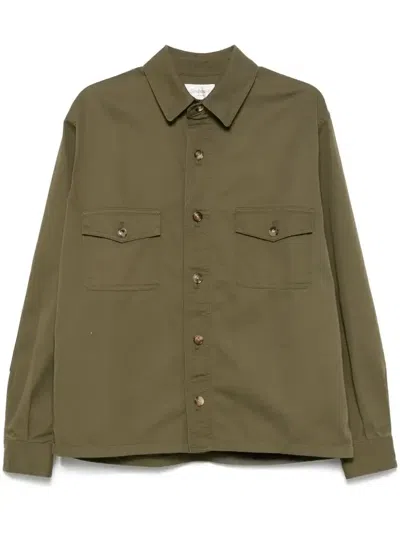 Saint Laurent Cotton Shirt Jacket In Green
