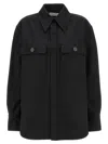 Saint Laurent Saharienne Twill Cotton Shirt In Noir