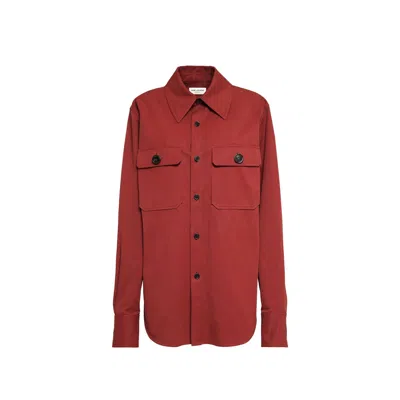 Saint Laurent Cotton Twill Shirt In Red