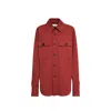 Saint Laurent Saharienne Long-sleeved Shirt In Red