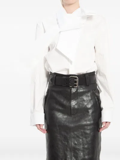 Saint Laurent White Poplin Shirt In Black
