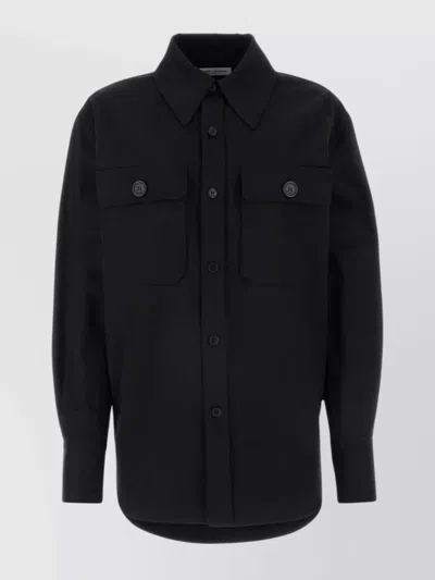 Saint Laurent Cotton Shirt With Chest Pockets And Point Collar In Black