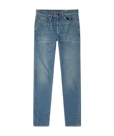 Saint Laurent Cotton Slim Low-waisted Jeans In Blue