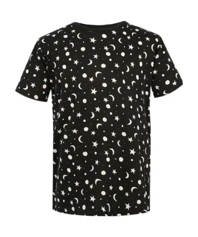 Saint Laurent Cotton Star Moon Printed T-shirt In Black