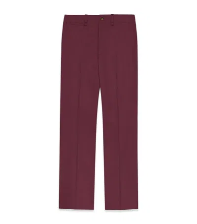 Saint Laurent Straight-leg Cotton Trousers In Purple