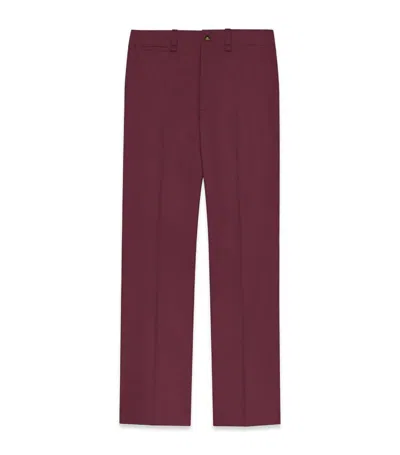 Saint Laurent Straight-leg Cotton Trousers In Red