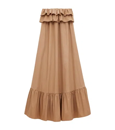 SAINT LAURENT COTTON STRAPLESS MAXI DRESS