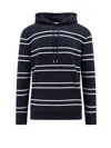 Saint Laurent Striped Cotton Hoodie In Black
