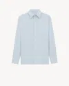 Saint Laurent Cassandre Shirt In Striped Cotton Poplin In Blue