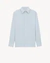 Saint Laurent Cassandre Shirt In Striped Cotton Poplin In Blue
