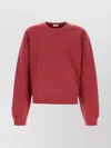 Saint Laurent Cotton Sweatshirt With Crew Neck And Long Sleeves In Red
