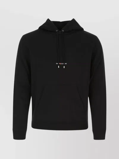 Saint Laurent Man Black Cotton Sweatshirt In 1000