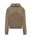 Saint Laurent Cotton Sweatshirt With Logo Embroidery In Green