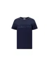Saint Laurent Reverse Logo T-shirt In Marine/naturel