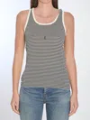 Saint Laurent | Black And Natural Striped Cassandre Tank Top| Women | L