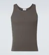 Saint Laurent Ribbed Texture Sleeveless Tank Top In Grey