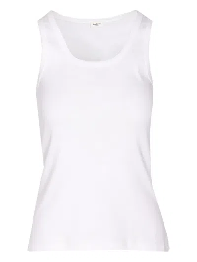 Saint Laurent Cotton Tank Top In White