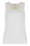 Saint Laurent Crewneck Scoop Neck Sleeveless Plain Pattern Top In White