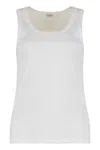 Saint Laurent Crewneck Scoop Neck Sleeveless Plain Pattern Top In White