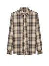 Saint Laurent Tartan Check Long-sleeved Shirt In Neutral