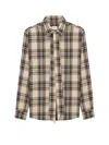 Saint Laurent Tartan Check Long-sleeved Shirt In Neutral