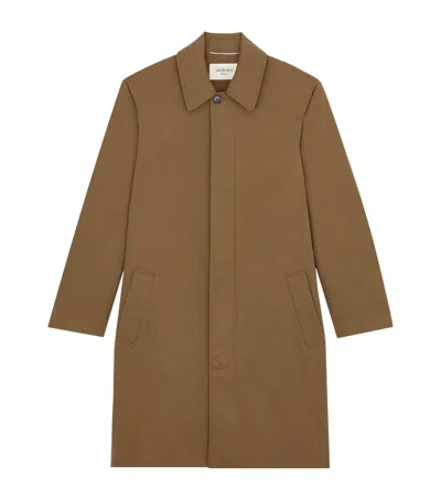 Saint Laurent Cotton Trench Coat In Brown