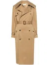 Saint Laurent Double-breasted Cotton Twill Trench Coat In Nude